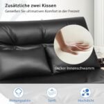 Sankabos tipo reguliuojama grindų sofa su 2 pagalvėlėmis (Juoda)