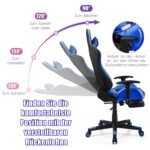 Ergonomiška žaidimų kėdė su aukštu atlošu ir reguliuojama atrama kojoms (Mėlyna)