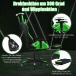 Ergonomiška žaidimų kėdė su reguliuojamu atlošu ir kojų atrama (Žalia)