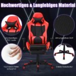 Ergonomiška žaidimų kėdė su aukšta atlošo atrama ir reguliuojamomis ranktūrio atramomis (Raudona)