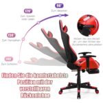 Ergonomiška žaidimų kėdė su aukšta atlošo atrama ir reguliuojamomis ranktūrio atramomis (Raudona)