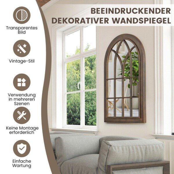 Kampas su metaliniu rėmu derančiu prie senovinio stiliaus sieninis veidrodis (Rustic Brown)