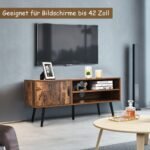 TV staliukas su saugykla ir atviromis lentynomis (Ruda)