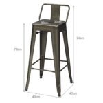 Komplektas 4 baro kėdžių su atlošais metalinės (Senovinė spalva)