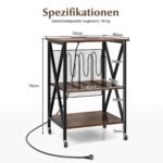 Baldas su ratukais ir integruota įkrovimo stotele (Natūrali ruda)