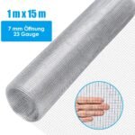 Tvirtas 7 mm vielos tinklas su nerūdijančia danga 15 metrų ilgio (Sidabrinė)