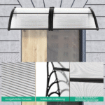 Stoginė virš durų 150x100 cm aliuminio ir polikarbonato (Pilka)