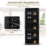 Aukšta dviejų durų spintelė su reguliuojamomis lentynomis (Juoda)