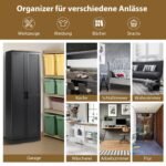 Aukšta dviejų durų spintelė su reguliuojamomis lentynomis (Juoda)