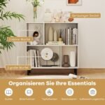 Knygų lentyna su keturiais skyriais ir metalinėmis kojomis (Balta)