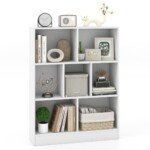 Septynių skyrių knygų lentyna (Balta)