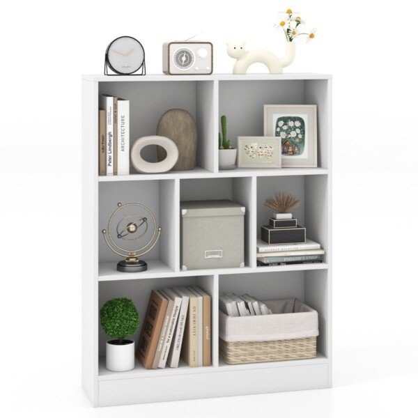 Septynių skyrių knygų lentyna (Balta)