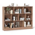 Daugiapakopis atvirų lentynų stovas dešimčiai skyrių (Natūrali)