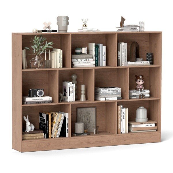 Daugiapakopis atvirų lentynų stovas dešimčiai skyrių (Natūrali)