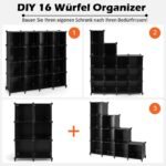 Modulinė 16 skyrių saugojimo lentyna (Juoda)