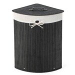 Bambukinė skalbinių dėžė su dangčiu (Juoda)