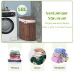 Bambukinė skalbinių dėžė su dangčiu (Kavos)