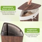 Bambukinė skalbinių dėžė su dangčiu (Kavos)