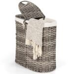 Pintasis dalinamų skalbinių krepšys su dangčiu 110L (Pilka)