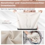 Sulankstomas bambukinis skalbinių krepšys su dangčiu ir rankenomis (Juoda)