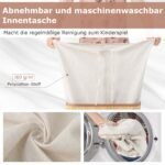 Bambukinis skalbinių krepšys su dangčiu ir vidiniu maišeliu (Natūrali)