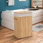 Bambukinis skalbinių krepšys su dangčiu ir vidiniu maišeliu (Natūrali)