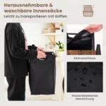 Dvigubas skalbinių krepšys su lentyna ir išimamos talpyklos (Juoda)