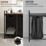 Dvigubas skalbinių krepšys su lentyna ir išimamos talpyklos (Juoda)