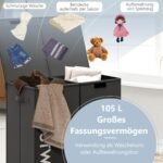 Dvigubas skalbinių krepšys su dangčiais ir pertvaromis (Juoda)