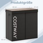 Dvigubas skalbinių krepšys su dangčiais ir pertvaromis (Juoda)