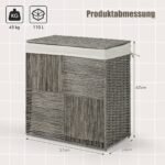 Sulankstoma 110 litrų skalbinių dėžė su dangčiu ir dviem skyriais (Pilka)