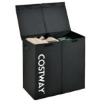 Dvigubas skalbinių dėžės organizatorius su dangčiu 115 L (Juoda)