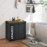 Dvigubas skalbinių dėžės organizatorius su dangčiu 115 L (Juoda)