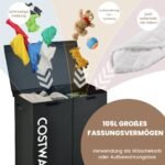 Dvigubas skalbinių dėžės organizatorius su dangčiu 115 L (Juoda)