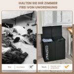 Dvigubas skalbinių dėžės organizatorius su dangčiu 115 L (Juoda)