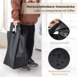 Daugiafunkcis skalbinių krepšys su lentyna ir trimis išimamomis talpomis (Juoda)