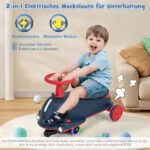 Elektrinis paspiriamasis automobilis vaikams su švytinčiais ratais (Mėlyna)
