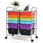 Vežimėlis su 12 stalčių ir stabdžiais (Daugiaspalvis)