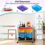 Vežimėlis su dvylika stalčių ir ratukais (Spalvotas)