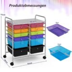 Vežimėlis su dvylika stalčių ir ratukais (Spalvotas)