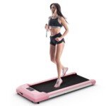 Kompaktiškas po stalu esantis bėgimo takelis su LED ekranu (Rožinė)