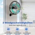 Sieninis ventiliatorius 56 cm 3 greičių (Juoda)