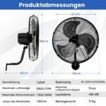 Sieninis ventiliatorius 56 cm 3 greičių (Juoda)