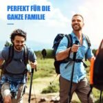 Teleskopinės aliuminio ir anglies pluošto trekingo lazdos reguliuojamo ilgio (Juoda)