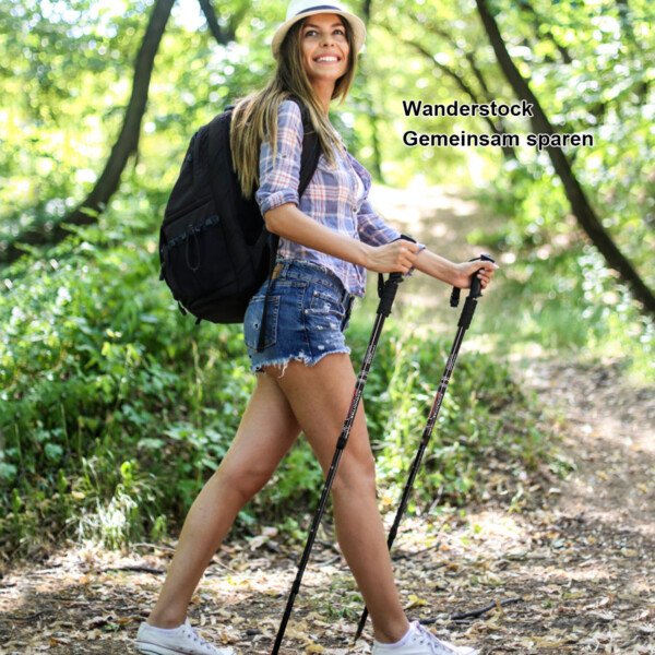 Reguliuojamo ilgio turistinės lazdelės (2 vnt) (Juoda)