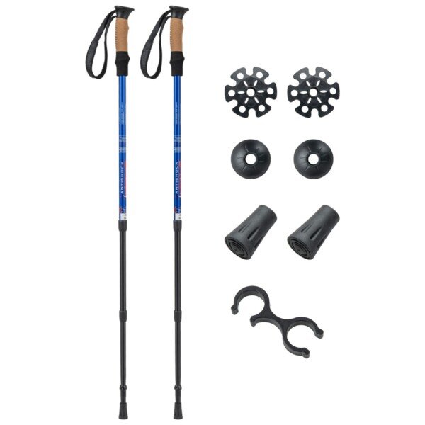 Teleskopinės aliumininės šiaurietiškojo ėjimo lazdos reguliuojamos 65-135 cm (Sidabrinė)