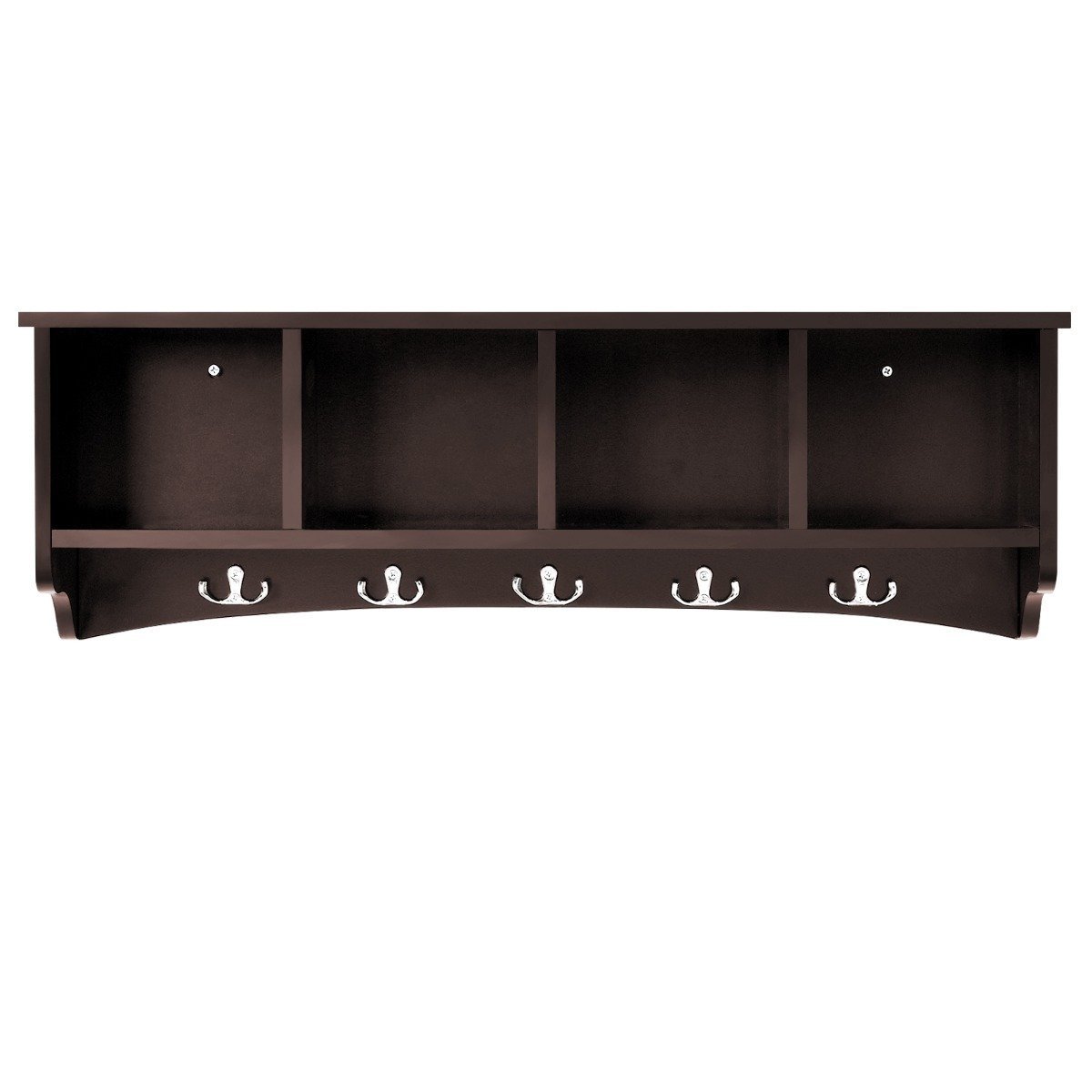 wandgarderobe-hw63085cf_7_ Sieninė prieškambario spintelė su 4 skyriais ir 5 kabliukais (Ruda)