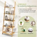 Penkių pakopų kopėčios tipo lentyna su apsauga nuo apvirtimo (Natūrali)