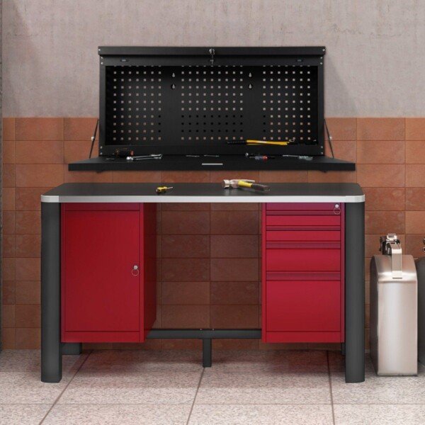 Sulankstoma sieninė dirbtuvė su perforuota sienele (Juoda)