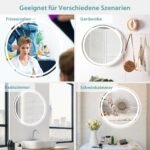 Apvalus LED veidrodis su pašildymu ir reguliuojama spalvos temperatūra Ø 60 cm (Sidabrinė)